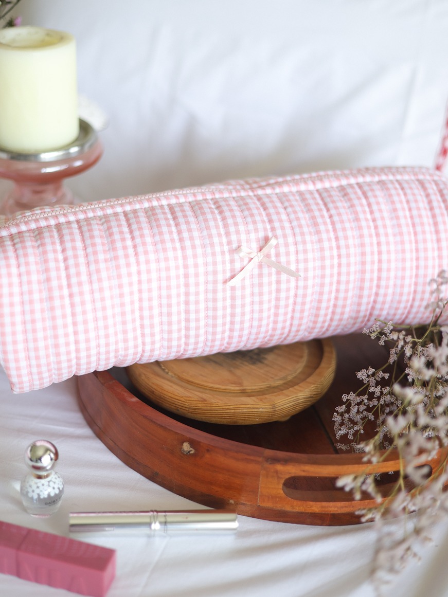 Multipurpose / Hair Iron Pouches - Pink gingham (Long size: 14