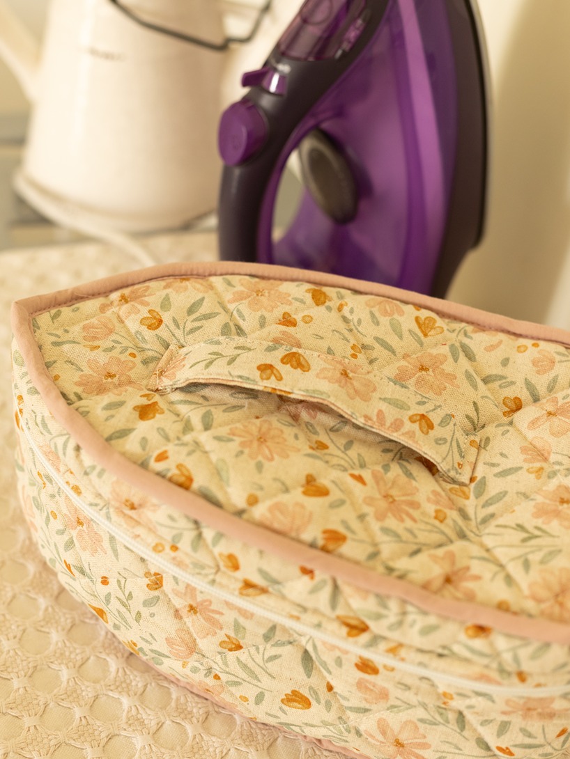 Iron Box Cover - Muted Beige Floral