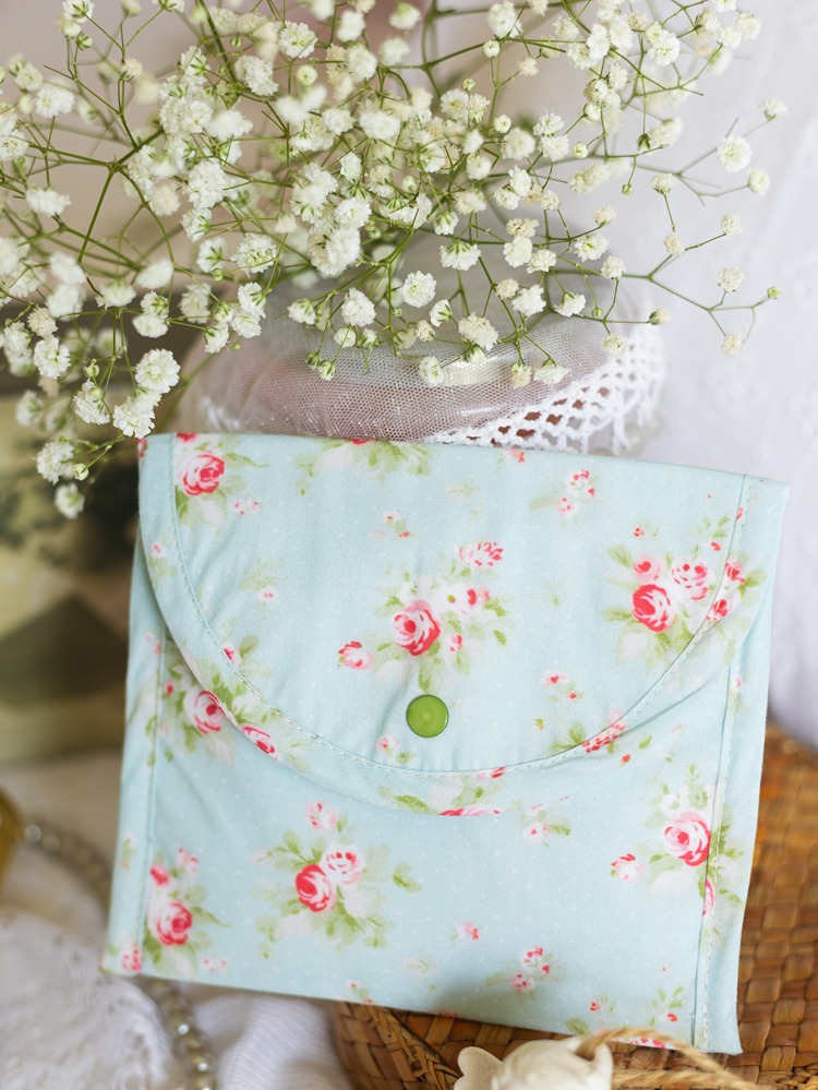 Sanitary Pouch - Blue Petite Roses