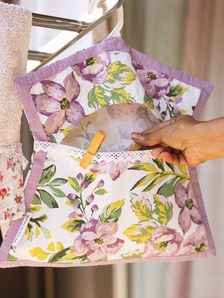 Peg Bag - Purple floral