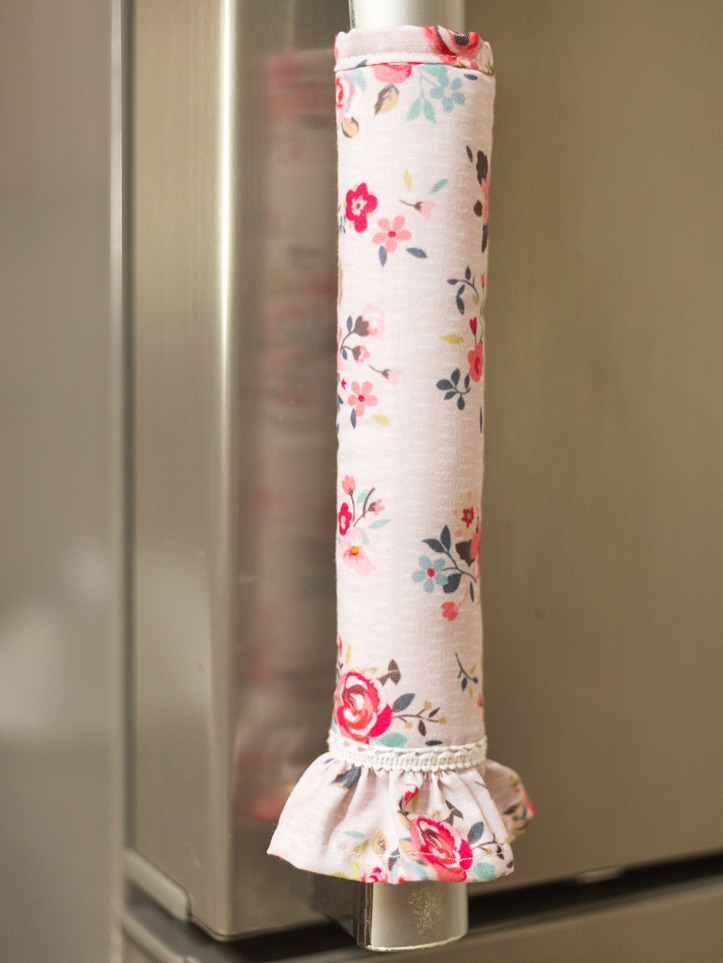 Fridge Handle Covers - Pink floral with frills (set of 2)