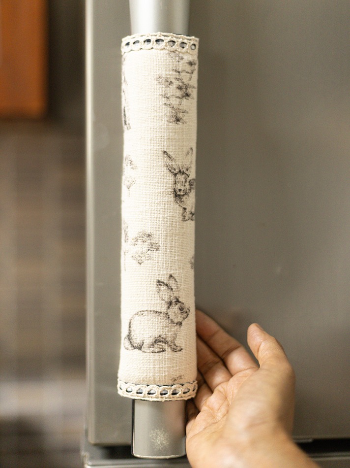 Fridge Handle Covers - Brown and beige rabbit themed (set of 2)