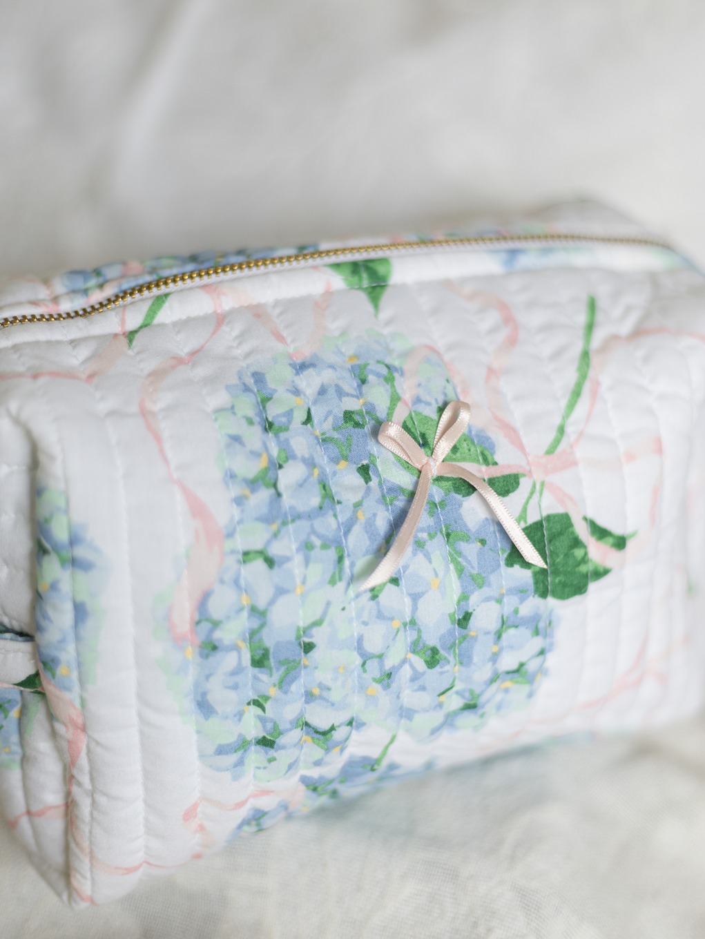 Quilted Multipurpose Pouch / Cosmetic Kit - Hydrangea Dreams (Large size: 9