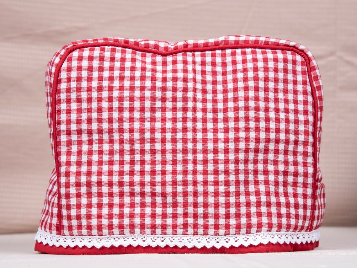 Kitchen Appliance Cover (For Toasters) - Classic Red Gingham and Lace 