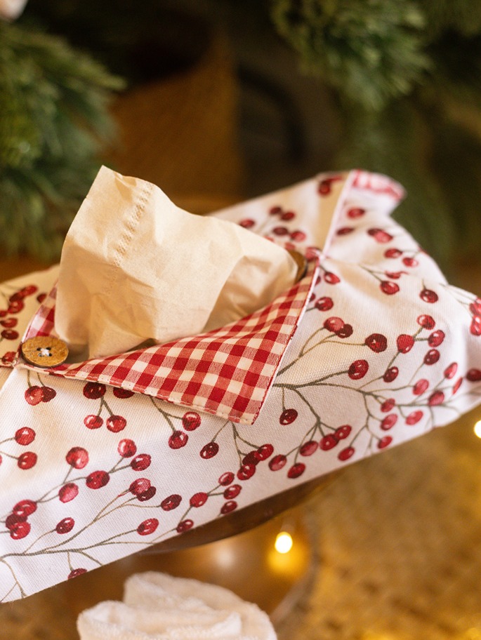 Tissue Box Cover - Cherry and Gingham Themed (Single Unit)