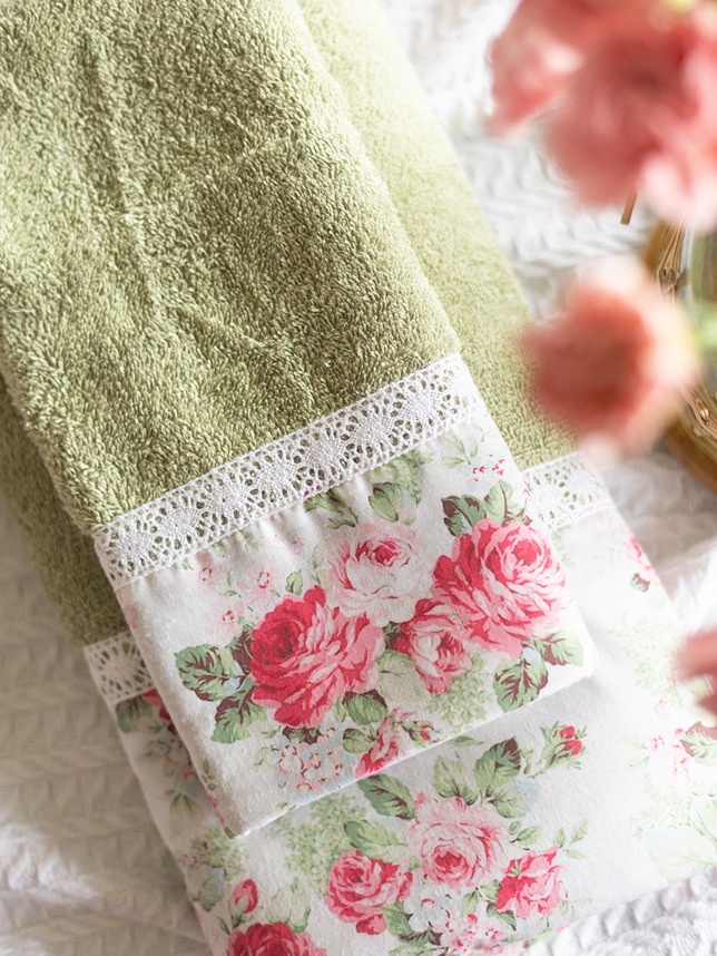 Bath & Hand Towel Set - Eternal Rose Collection - Green
