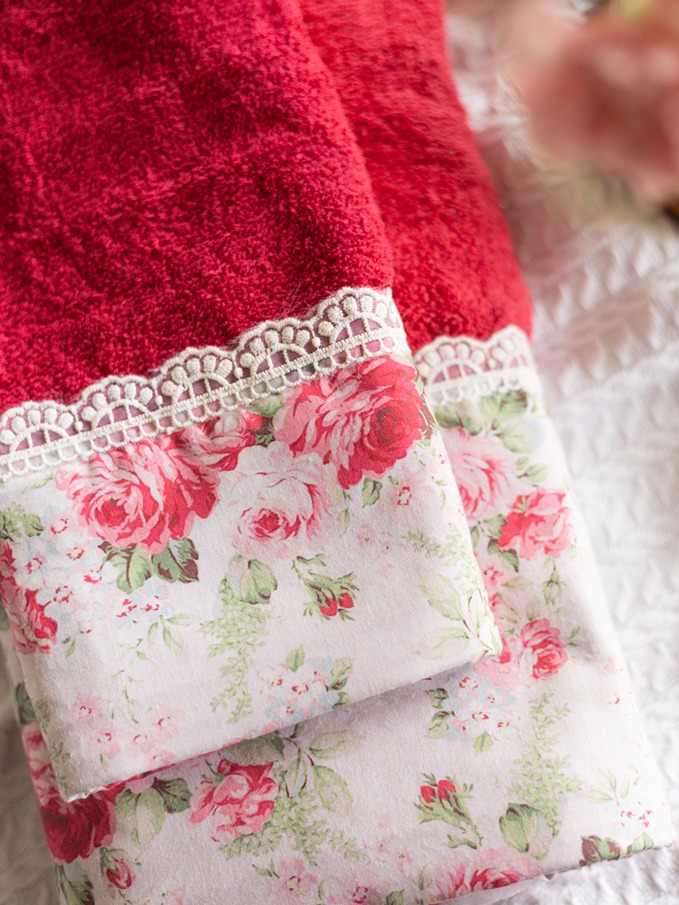 Bath & Hand Towel Set - Eternal Rose Collection - Almost Red