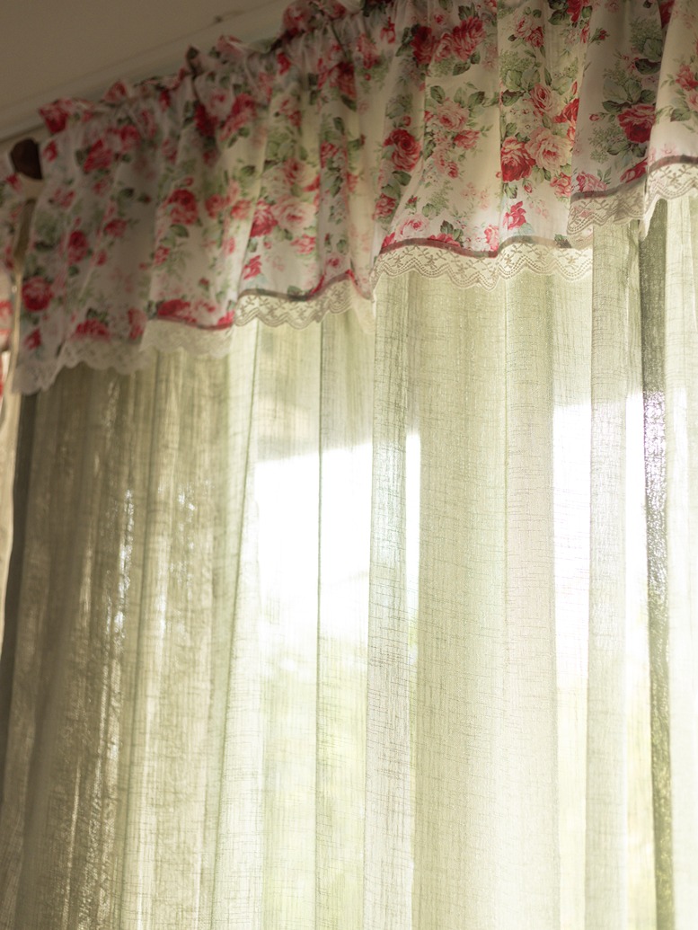 Door / Window Curtain - Green Sheer - Eternal Rose Collection (Single Unit)