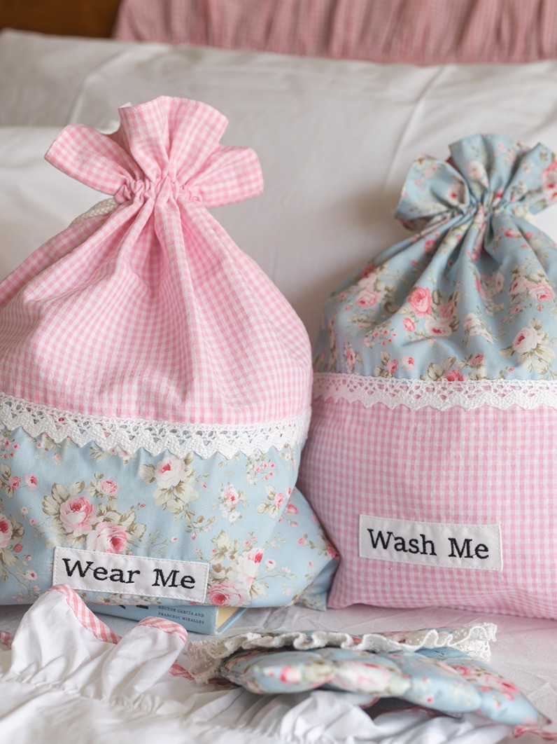 Drawstring Bag -  Whimsical Roses (Set of 2 units - Wear Me and Wash Me)