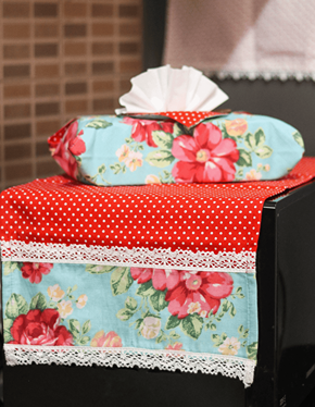 Kitchen Appliance Cover (For Fridge Top) - Red polka with floral themed