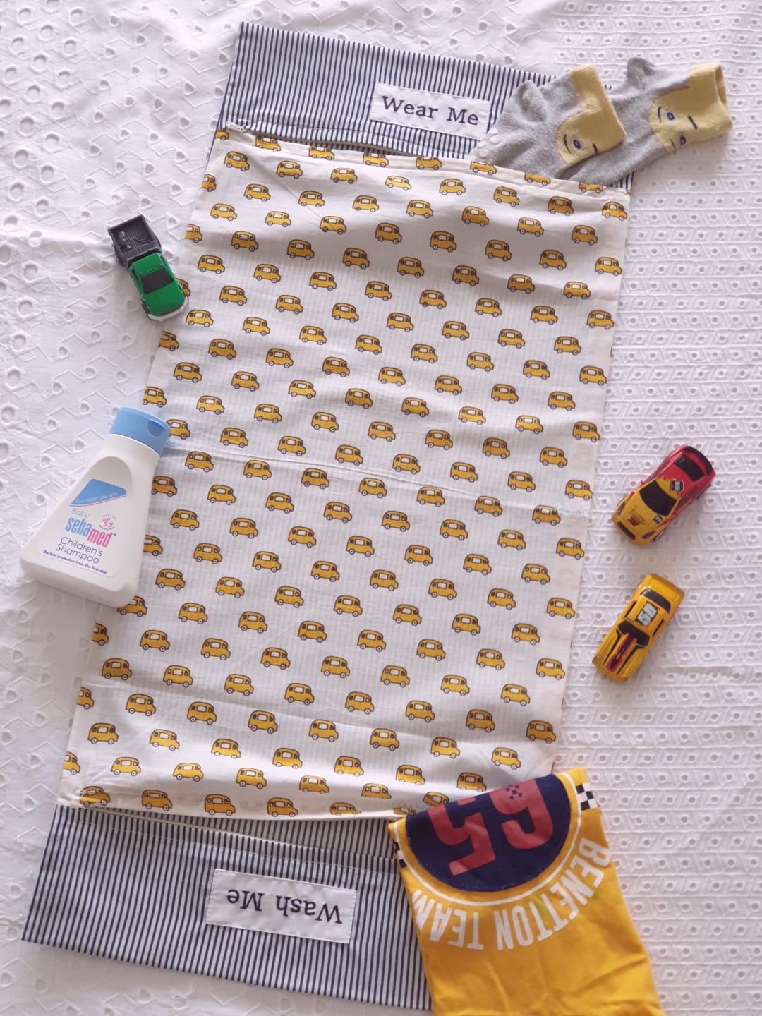 Wear Me & Wash Me - Lingerie/Organiser Pouches - Yellow car themed