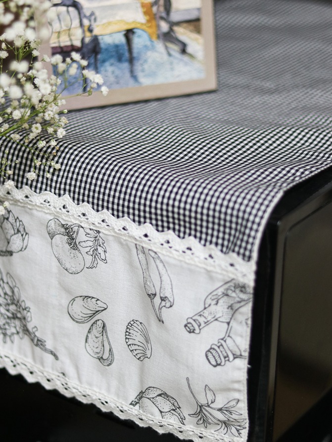 Kitchen Appliance Cover (For Oven) - Herbs and spices on black gingham theme