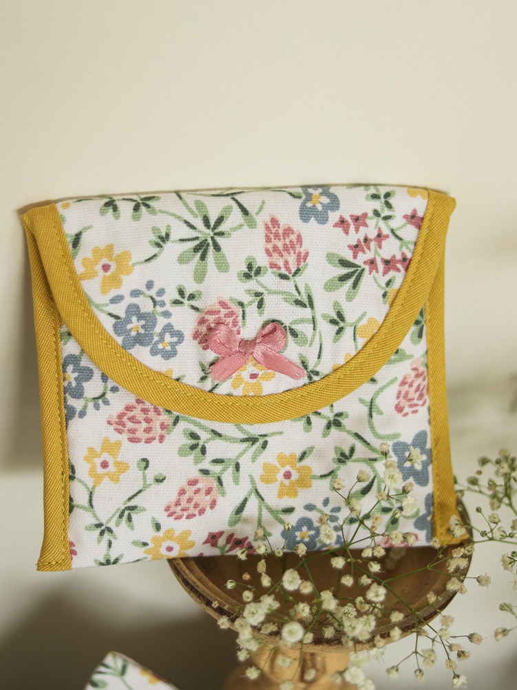 Sanitary / Multipurpose Pouch - Floral bed with mustard