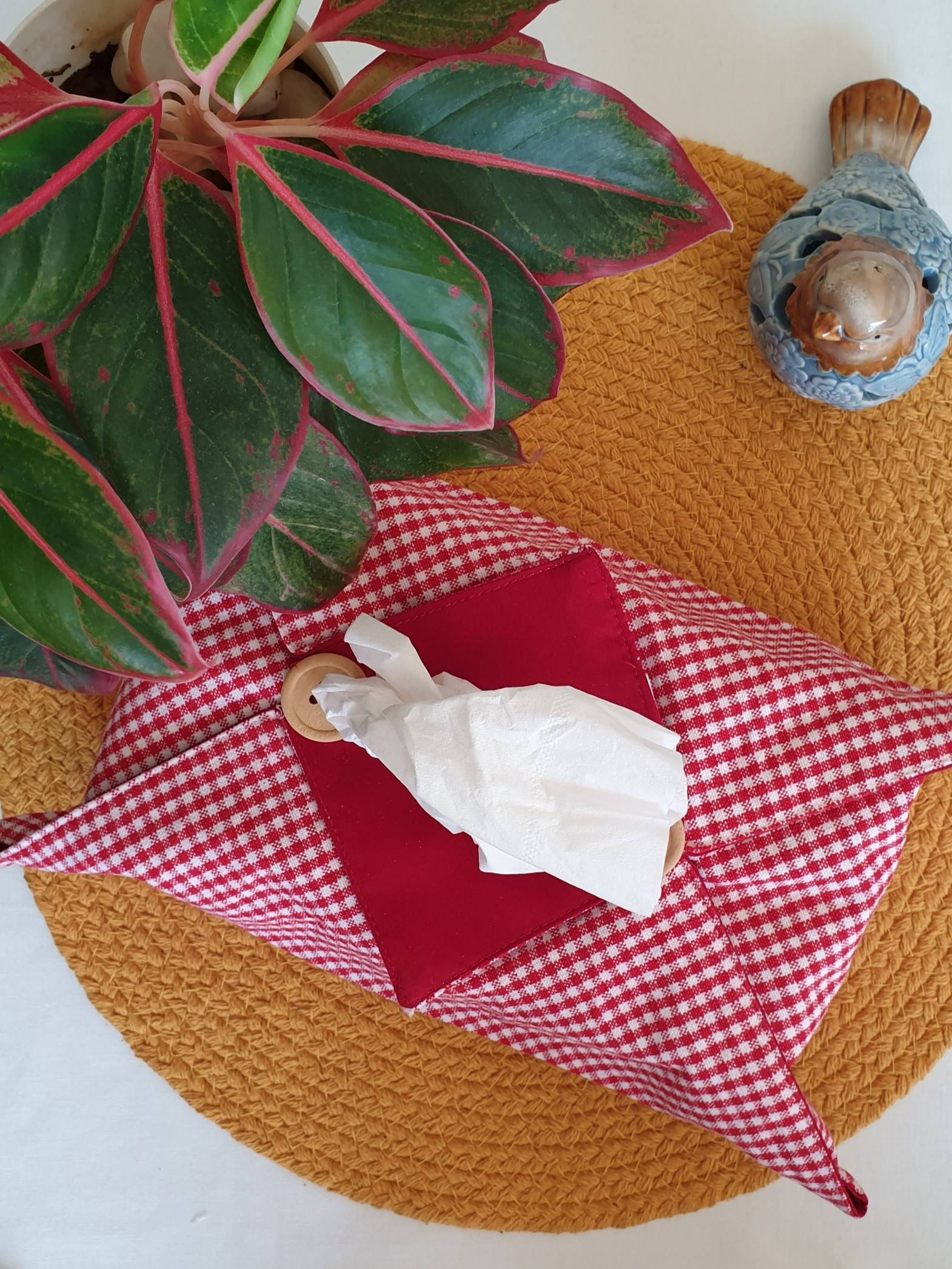 Tissue Box Cover - Red Gingham Theme (Single Unit)