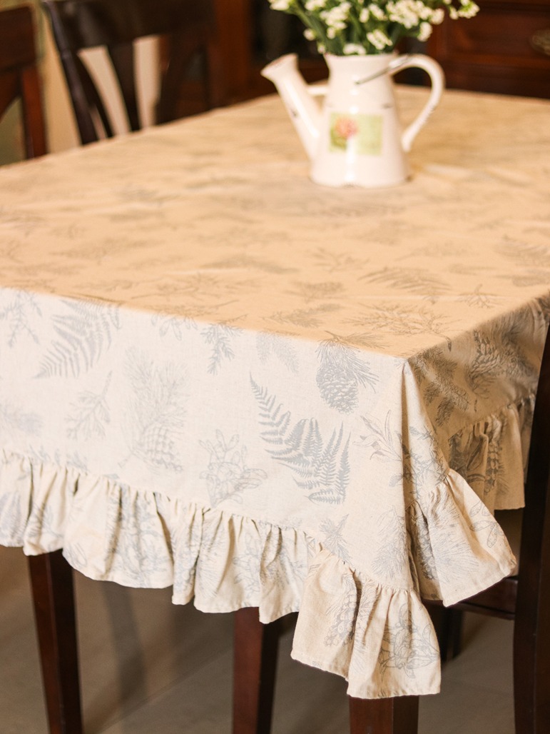 Table Cover - Frosty ferns with ruffles (4 Seater / 6 Seater / 8 Seater)
