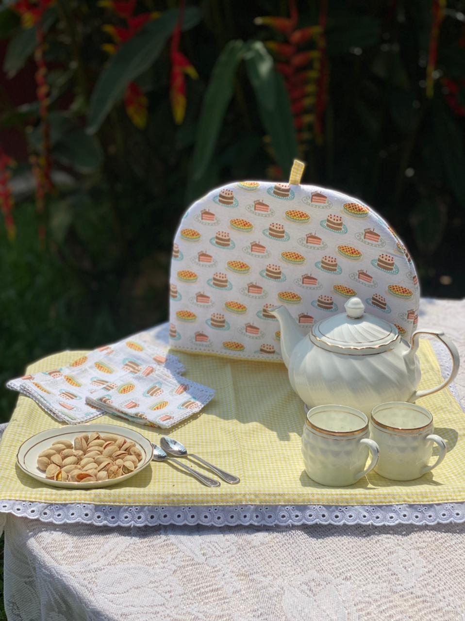 Tea Cozy Set - Cupcake and yellow gingham themed