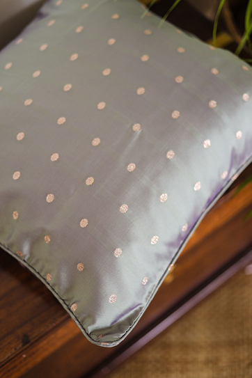 Cushion Covers - Greyish geen silk with motifs (16