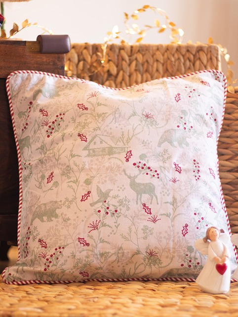 Cushion Covers - Christmas animal themed with candy stripe piping (16