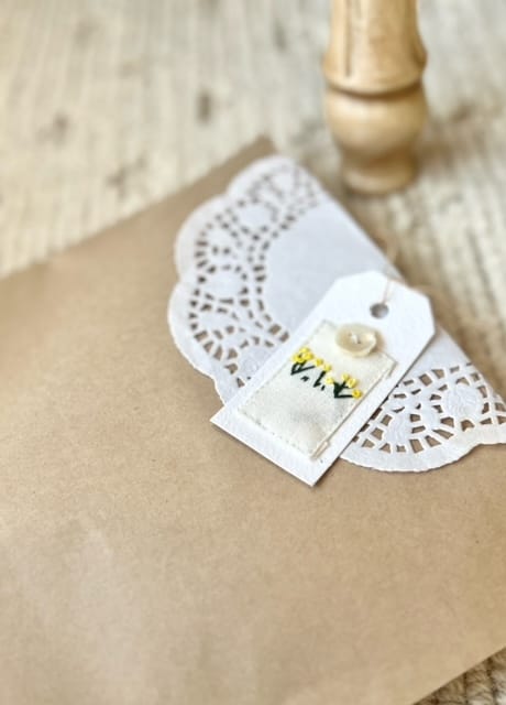 Hand Embroidered Gift Tag - Sunshine Yellow (Single unit)