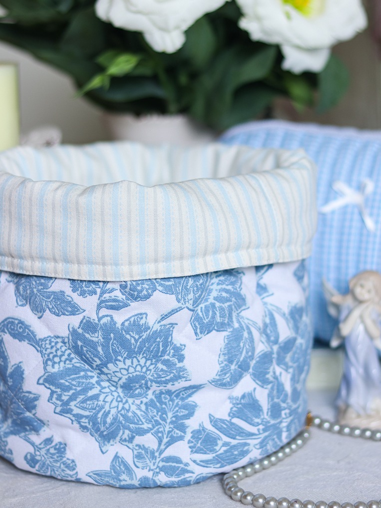 Quilted Fabric Baskets - Blue Serenity (Reversible )