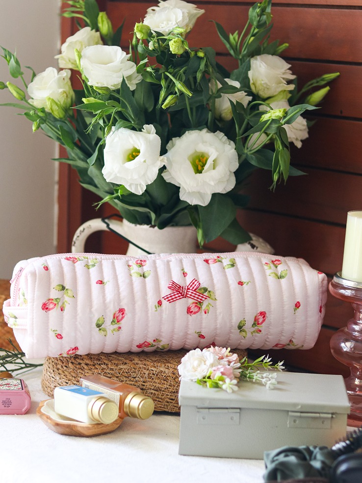 Multipurpose / Hair Iron Pouches - Pink floral buds (Long size: 14